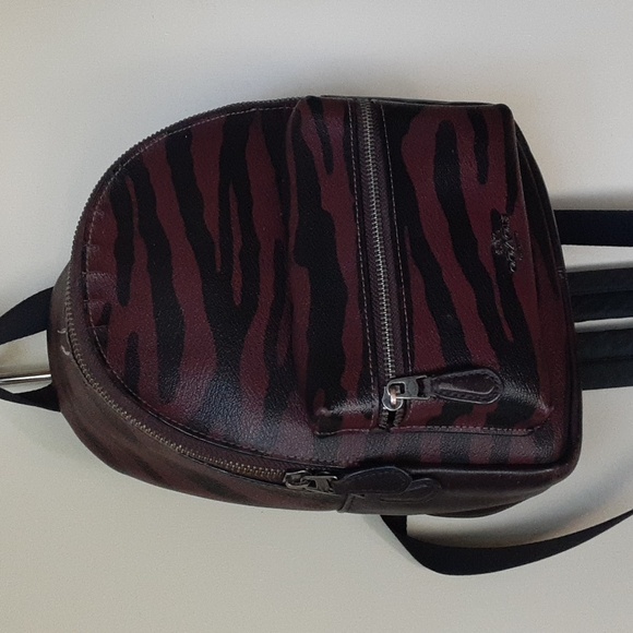 Coach Handbags - Coach Charlie Mini Tiger Striped Backpack Maroon And Black F37880